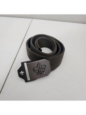 Boy Scouts Of America Olive Green Canvas Belt With Metal Buckle Logo Design 41 I